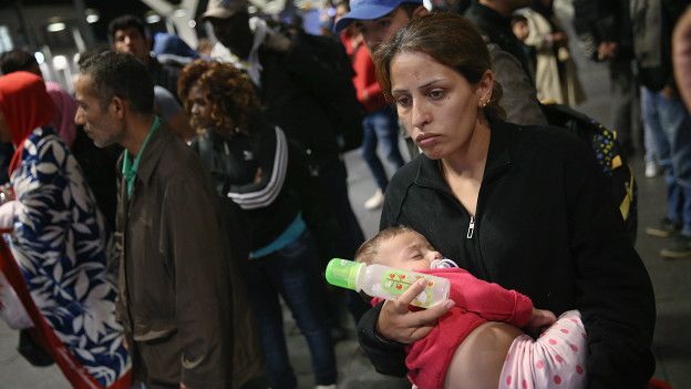 Мигранты на вокзале в Австрии