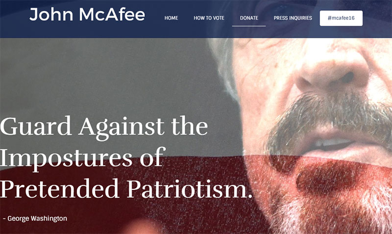 Создатель антивируса McAfee намерен включиться в президентскую гонку США